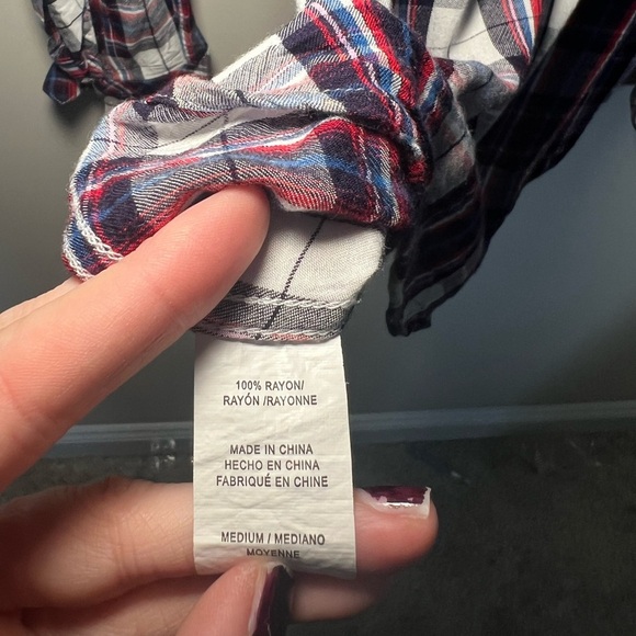 Rails Carmen Button Down Shirt Womens Medium White Navy Red Classic Plaid - Picture 10 of 12